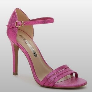 NWOT Audrey Brooke Metallic Hot Pink Ankle Strap 4" Heels